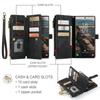 Leather Wallet Card Phone Case For Samsung Galaxy S25 Edge S24 FE S23 Ultra S22 Plus S21 S20 Note20 A56 A54 Zip Flip Stand Cover