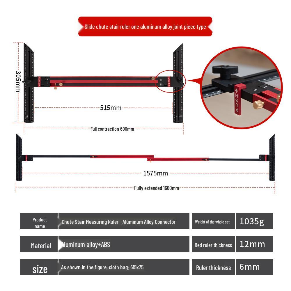 Adjustable Stair Tread Measuring Tool with