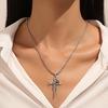 Alloy Rose Crucifix Pendant Necklace For Everyday Wear Religious Symbol Jewelry Gift With Adjustable Chain Design