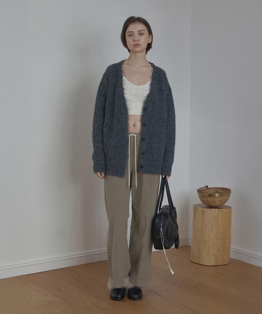 Poetseoul Hairy Over Cardigan_Charcoal