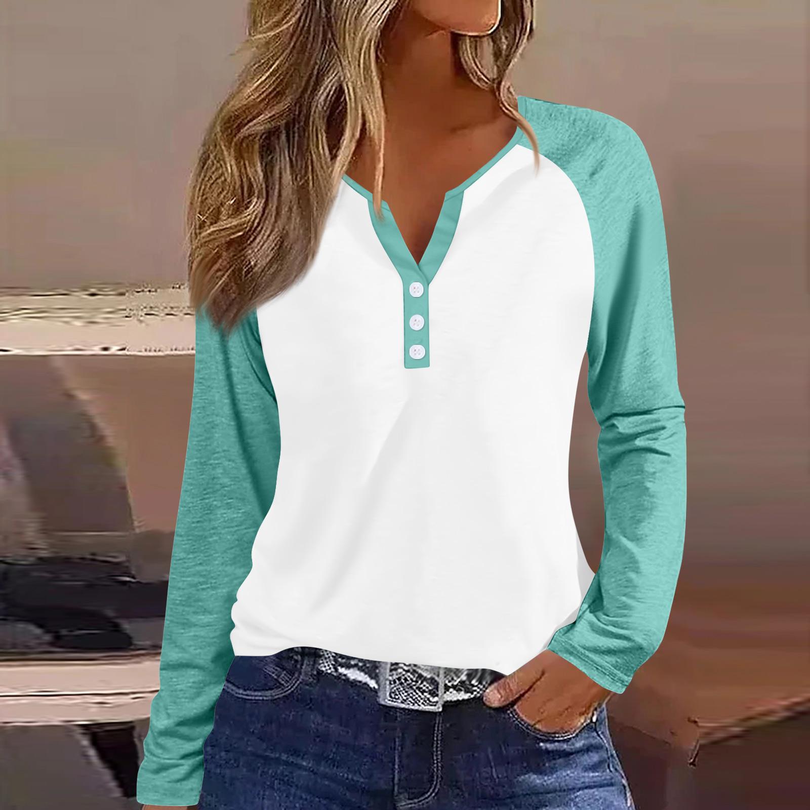 

Women s T Shirt Tee Button Floral Print Long Sleeve Daily Weekend Fashion Basic V-Neck Regular Top S циан