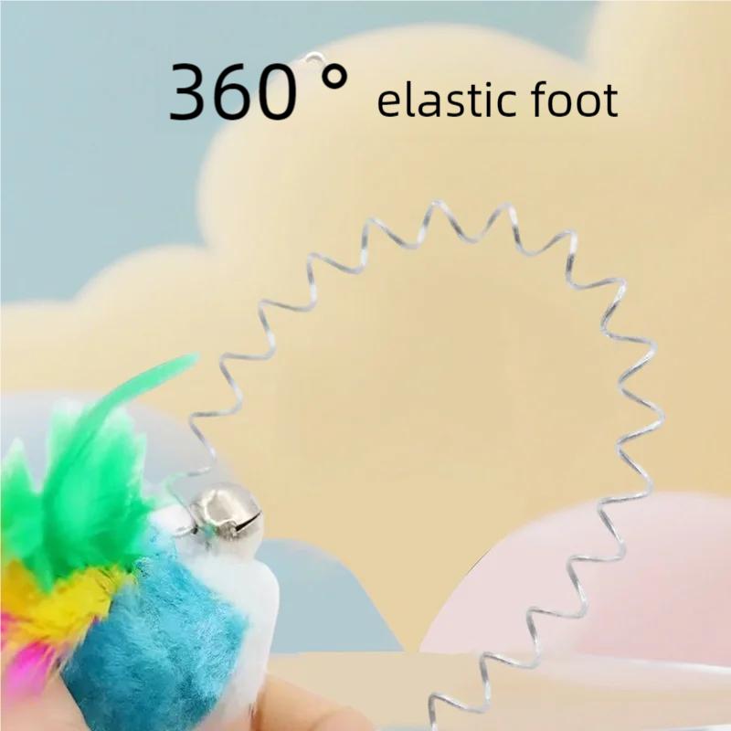 Sallanan Fare Oyuncak - Vantuzlu, Yaylı ve Tüylü Fare Oyuncak Çıngırak Sesiyle, İnteraktif Kedi Oyuncağı