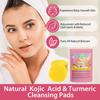 30/40PCS Turmeric Kojic Acid Cleansing Pad Pore Cleanser Makeup Remover Exfoliator Oil Control Brightening Smooth Facial Washing