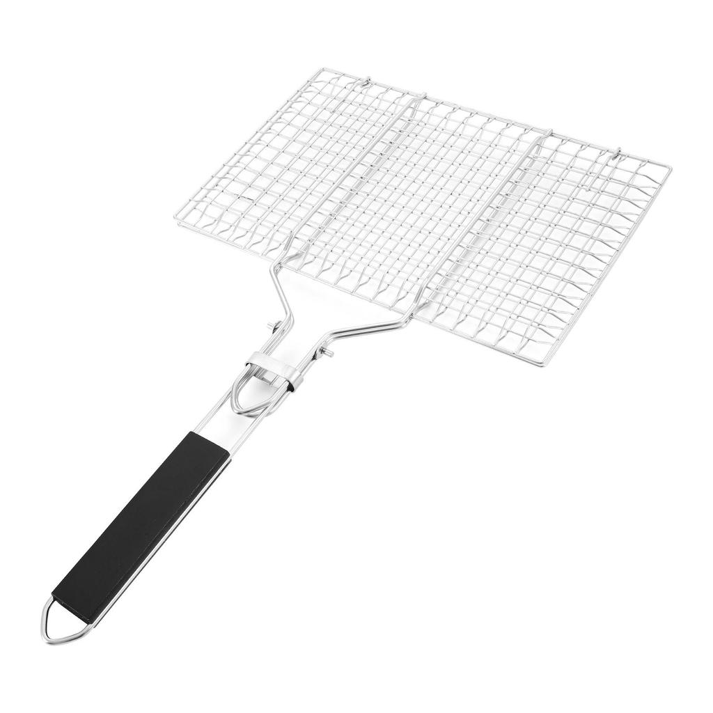 Portable Stainless Steel BBQ Grill Net for Fish, Meat & Vegetables – Foldable & Thickened Outdoor Mesh Clip