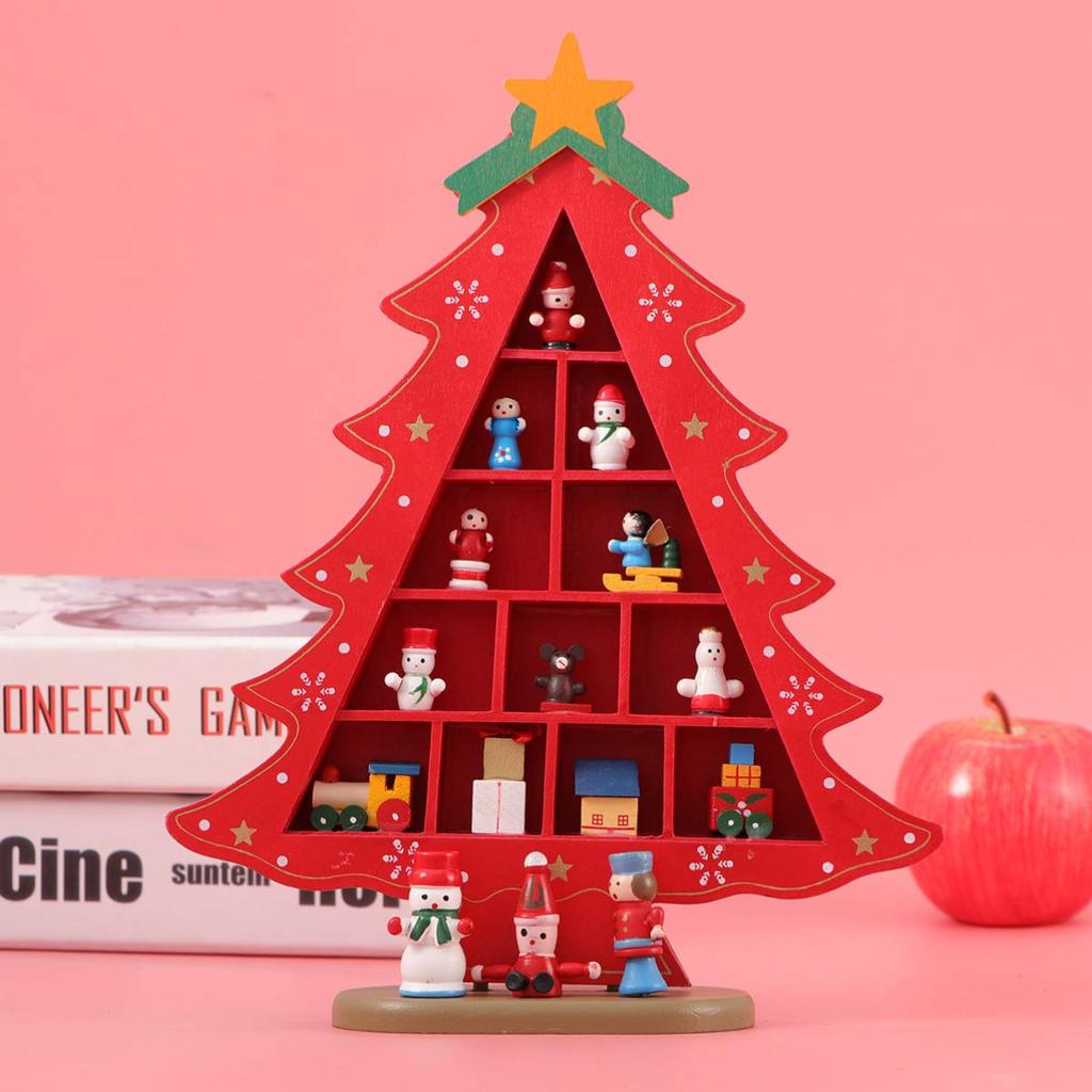 EXCEART Wooden Christmas Tree Snowman Desktop Decoration for Home Decor Ornament, Ornament, Figurine,