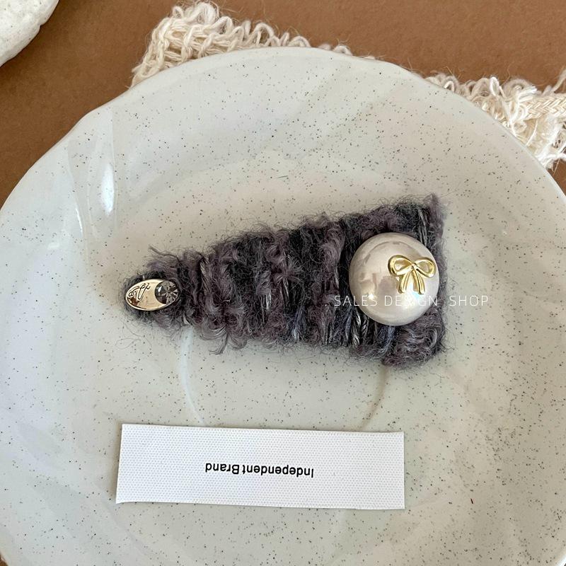 קליפס שיער צמר רטרו פנינים וקשת – קליפס צד BB אופנתי יוקרתי