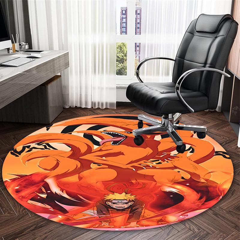 1 Stück NARUTO (3) Runder Teppich mit Aufdruck Stuhl Runder Teppich Geeignet für Schlafzimmer Wohnzimmer Heimdekoration Teppich