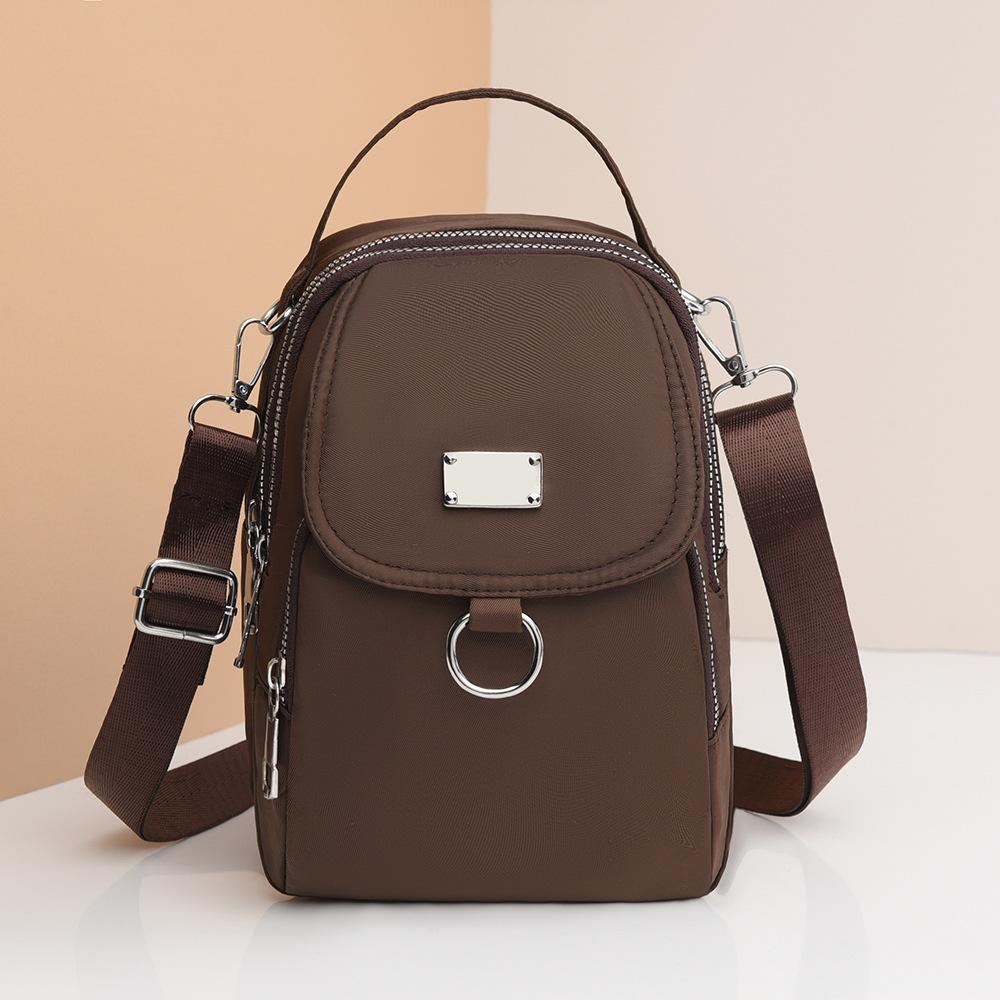 1PC Lady Casual Messenger Bag Solid Color Multi-function Purse Multi-layer Lightweight Oxford Handbag Suitable for Going Out