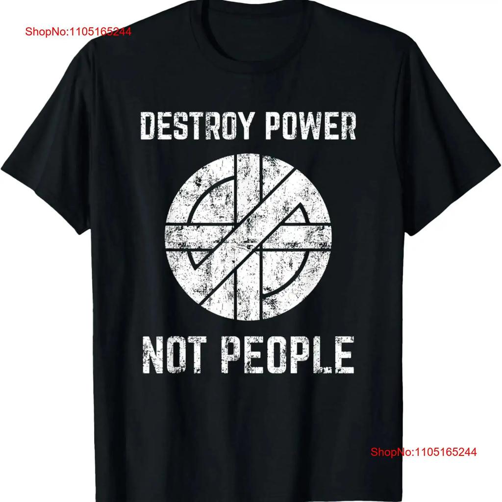 Vintage Punk Rock Destroy Power Not People T Shirt Vintage Top For Everyday Wear Breathable Homme Soft Fashion Unisex