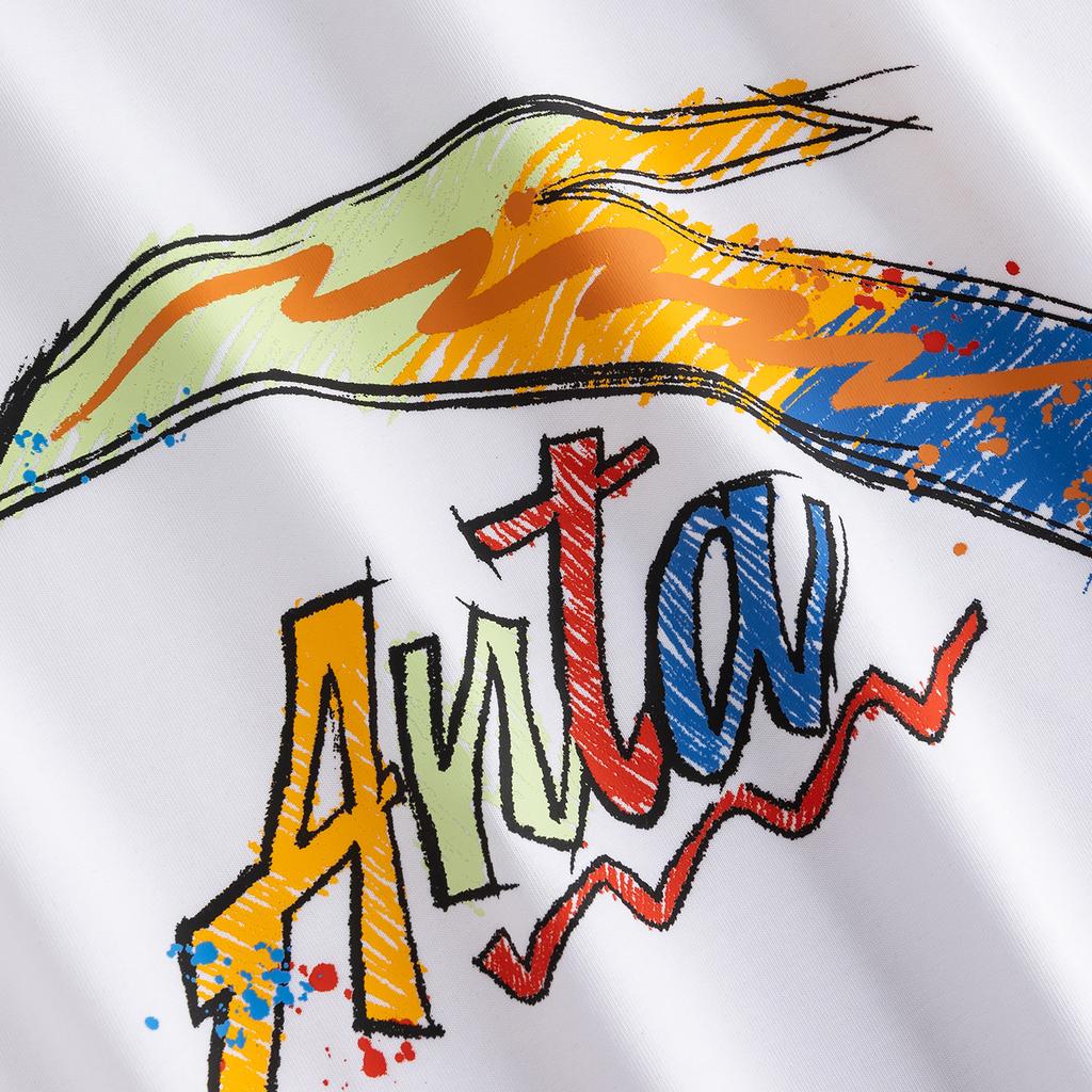 Anta Classic Logo Print Graffiti Casual Fashion Loose Comfortable Breathable Sweat-Absorbing Knitted Short Sleeve T-Shirt Men Tops 952628105-11
