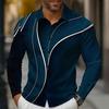 Men's Geometric Gradient Line Waves Shirt Button Up Shirt Long Sleeve Fashion Casual Outdoor Spring Fall 3D Print Collared Shirt