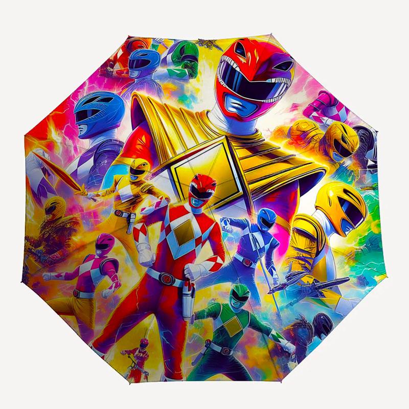 1pc Power Rangers Auto-Open Umbrella, Portable Folding Design, 8-Bone Iron Frame, Outdoor Umbrella, Ideal Gift for Fans, Travelers, Daily Use, Perfect
