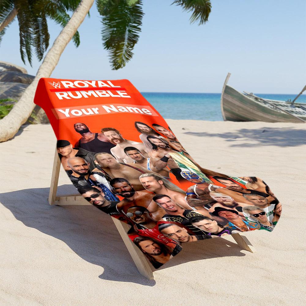 Royal Rumbl Personalized Text Beach Towel Quick-Dry Soft Microfiber Suitable for Swimming Gym Camping Yoga Vacation