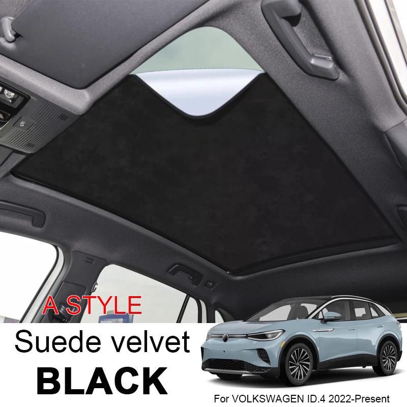 Car Suede Fabric Electrostatic Adsorption Sunroof Sunshade For Volkswagen ID.4 2022-2025 Heat Insulation Skylight Auto Accessory