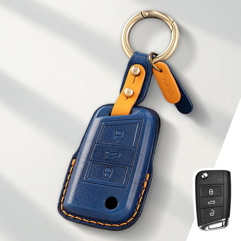 Genuine Leather Protector for Volkswagen VW Polo Golf 7 MK7 Tiguan Passat Key Case Cover Fob