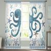Ocean Stripes Seaweed Starfish Octopus Voile Sheer Curtains Living Room Window Tulle Curtain Kitchen Bedroom Drapes Home Decor