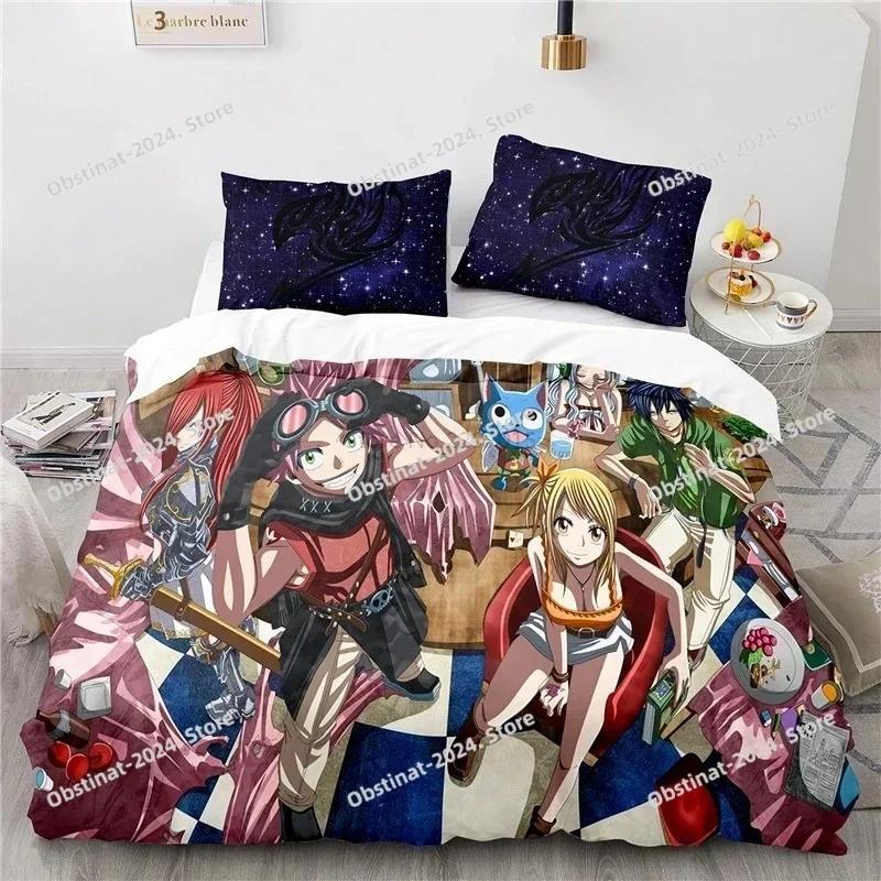 3D Home Textile Fairy Tail Bedding Set Printed single Comforter Quilt Bed Cover Duvet Cover Pillow Case 3 Pieces Kids Adult Size