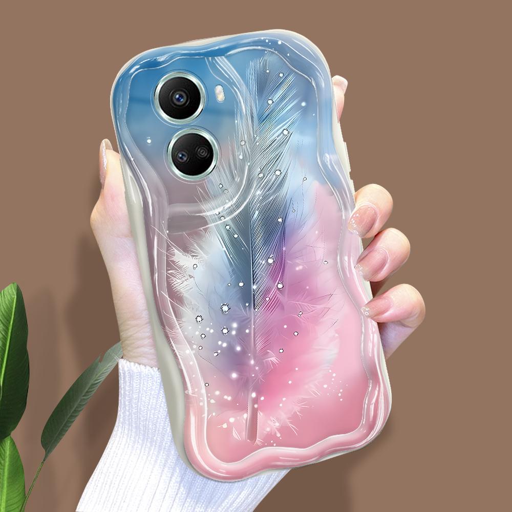 Dla Honor 90Lite X6B X8 Infinix Hot 30 40i 40Pro Smart8 Vivo V27 V29e V30e Moto G84 Modna Dziewczyna Kremowa Tekstura Miękki Silikon Pełna Ochrona Obiektywu Etui