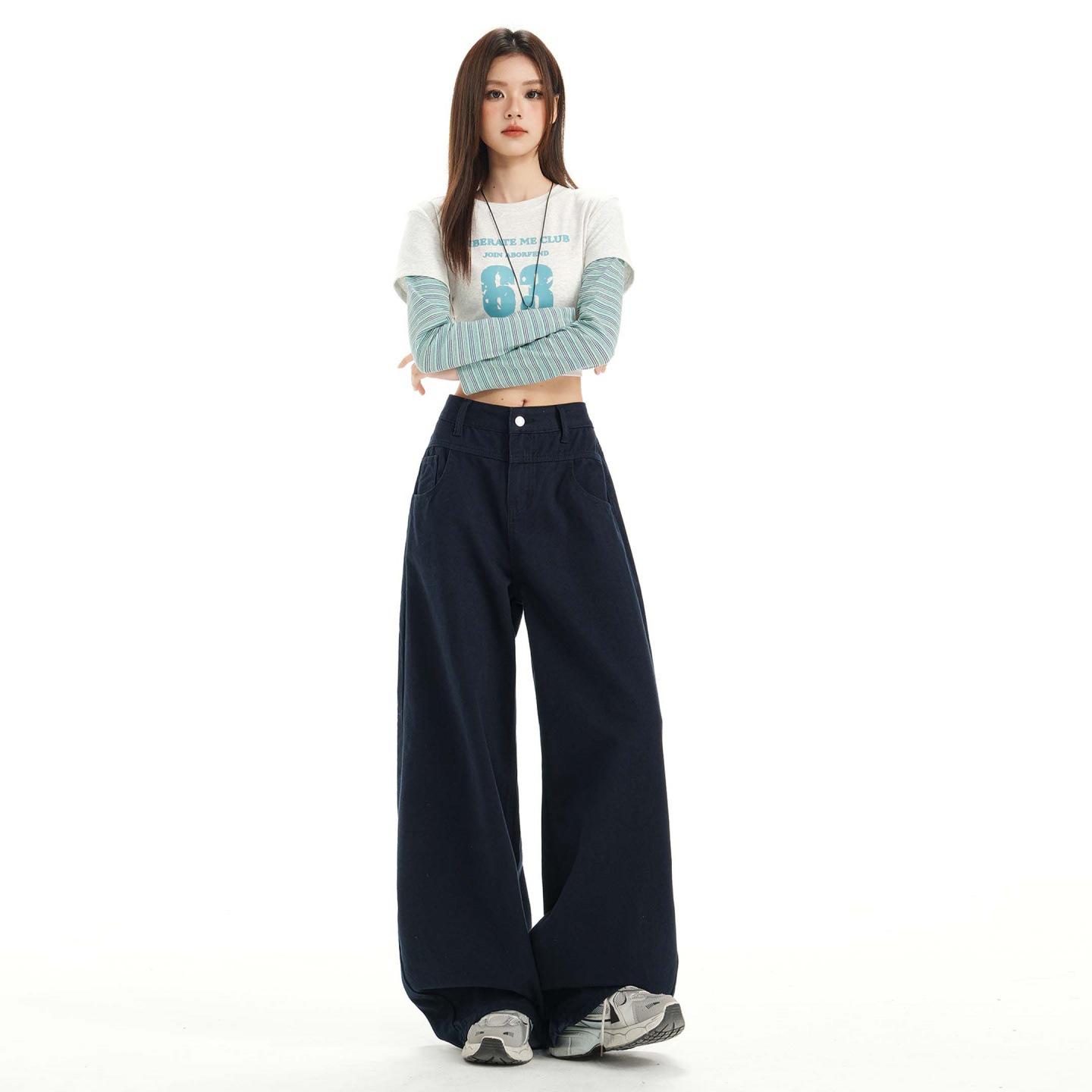

Spring 2026 Women s High Waist Wide-Leg Jeans: Comfortable, Slimming, Versatile, Loose-Fit Floor-Length Pants. Extra Small