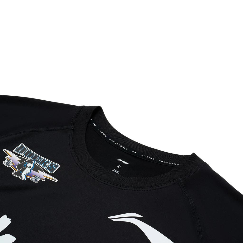 LiNing CBA Series Professional Basketball Quick-Dry Short Sleeve T-Shirt Men Tops Black ATST935-1