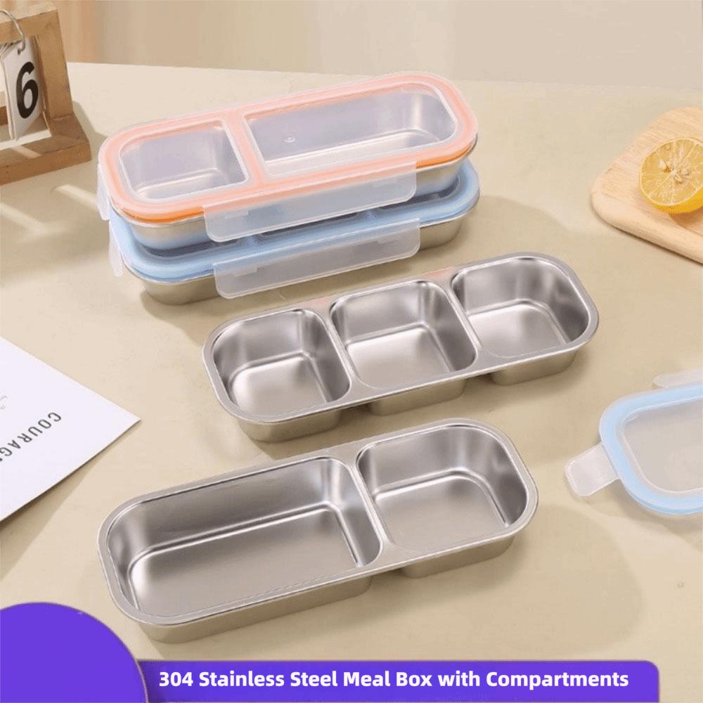 Leakproof Stainless Steel Lunch Box Reusable Fruit Food Fresh Box Seasoning Tray Camping