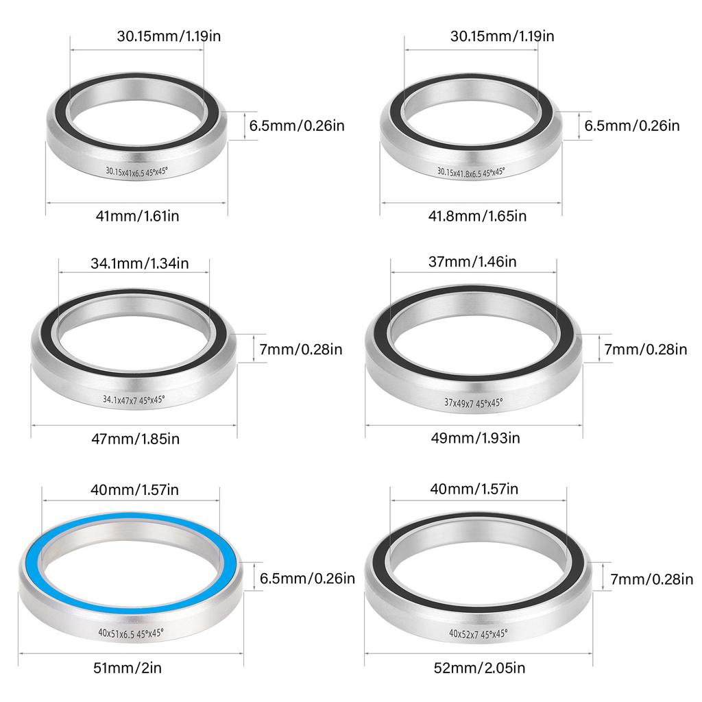 41/41.8/47/49/52mm Fahrrad Steuersatzlager Rennrad Doppelt gedichtete Lager Steuersätze Gedichtetes Stahllager Fahrradzubehör
