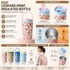 Dual Drinking Lid Insulated Water Bottle Leopard Print Portable Thermal Flask  School Use