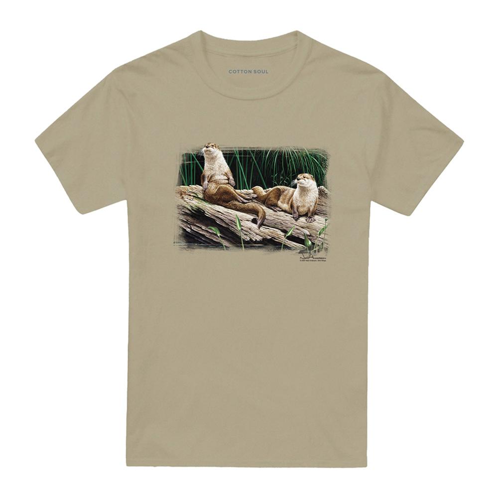 Wild Wings Unisex Adult Wildlife River Otters T-Shirt