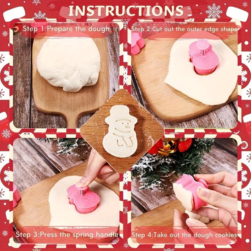 4Pcs Christmas Baking Mold Set DIY Tree Snowman Cookie Cutter Plunger for Gingerbread Fondant Cake Decorating Pastry Tools