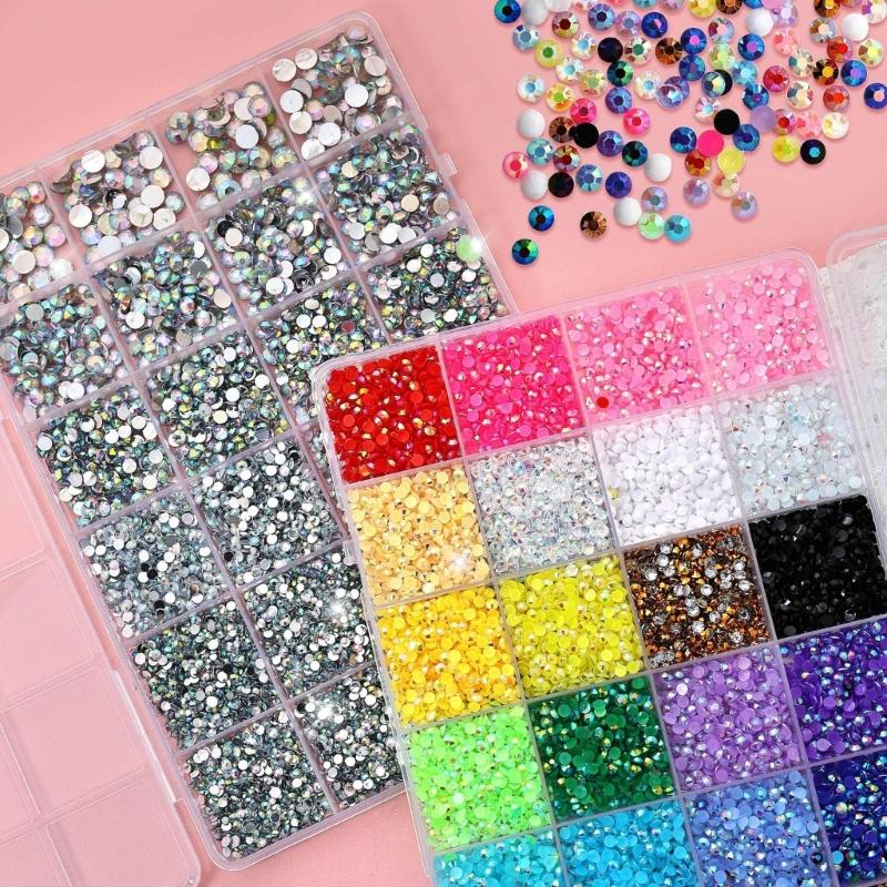 Resin AB Glittering Flat Back Rhinestones For Nail Art In 3mm 4mm 5mm 6mm Sizes With Jelly Color Option 10000pills/Box