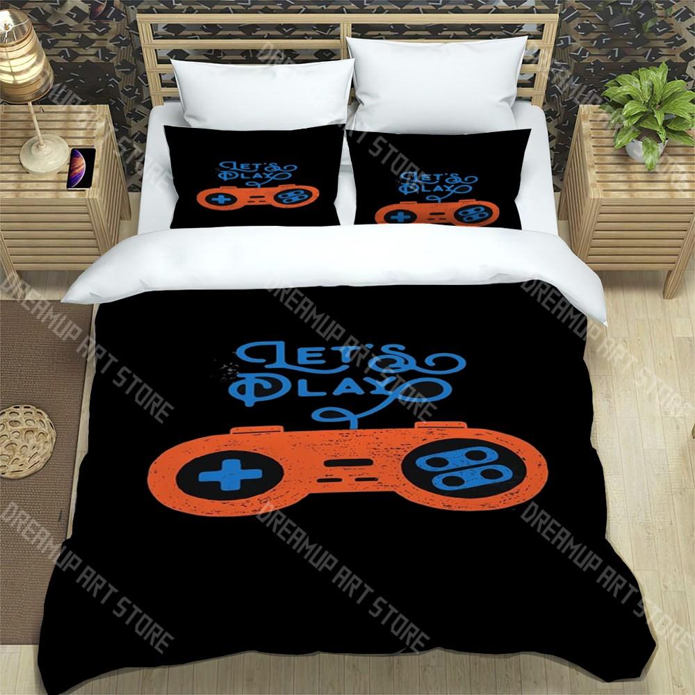 Kreatywny Zestaw Trzyczęściowy z Modnym Nadrukiem do Gry Switch Odpowiedni dla Dzieci lub Dorosłych Poszwa na Kołdrę Poszewka na Poduszkę Zestaw Pościeli Prezent Urodzinowy