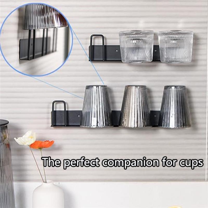 AD23-2Pcs Wall-Mounted Mug Holder Mug Hooks No Drilling,Mug Rack Hooks With 4 Cup Holders