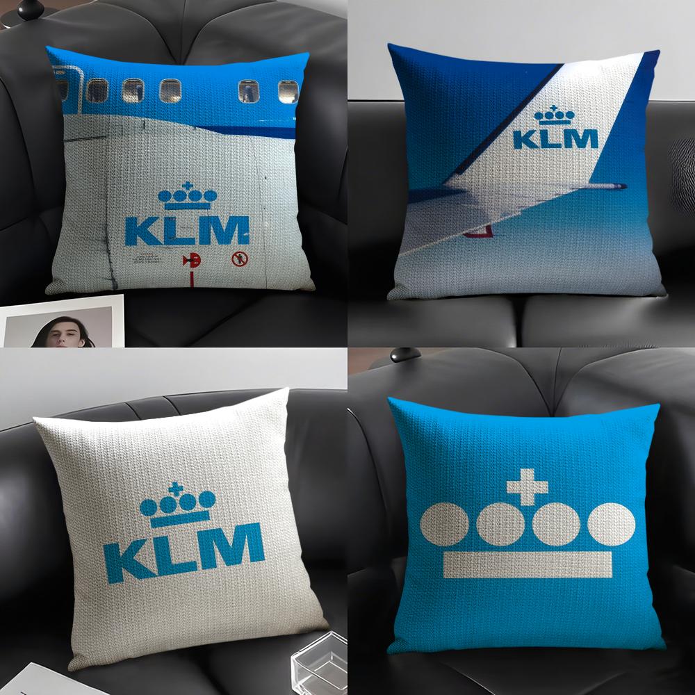 Shunika Chen Unisex Famous Royal Dutch K-Klm Airlines Pillow Case Linen Cushion Covers For Decorative Sofa Home Pillows Case Car Chair Pillows Cases