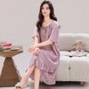 Gentle Wind Solid Color Tencel Cotton Nightdress, Ruffle Hem Loose Pajama Dress, Women's Large Size Home Dress