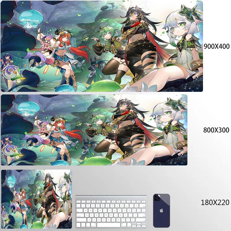 Genshin Impact Anime Kawaii Mouse Pad Large Gaming Mousepad Rubber Mat Deskmat Pc Accessories Desk Protector Gamer Keyboard Pads