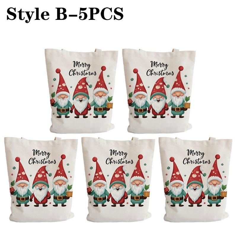 Christmas Canvas Tote Bag Shoulder Handbag Lunch Storage Grocery Bag for Women Festive Holiday Shopper Bag Christmas Gift Decor