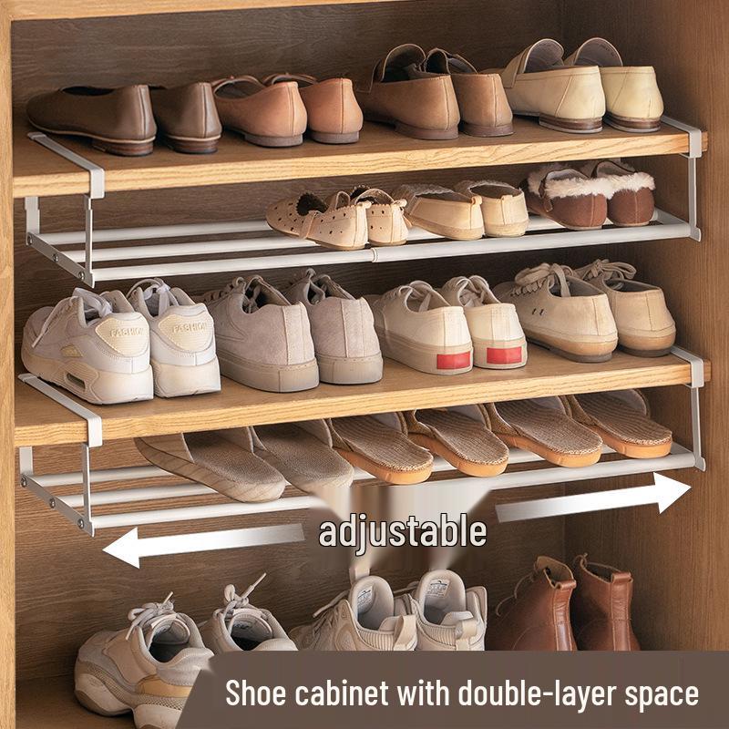 Retractable Layered Shoe Rack - Household Folding Storage for Hallway