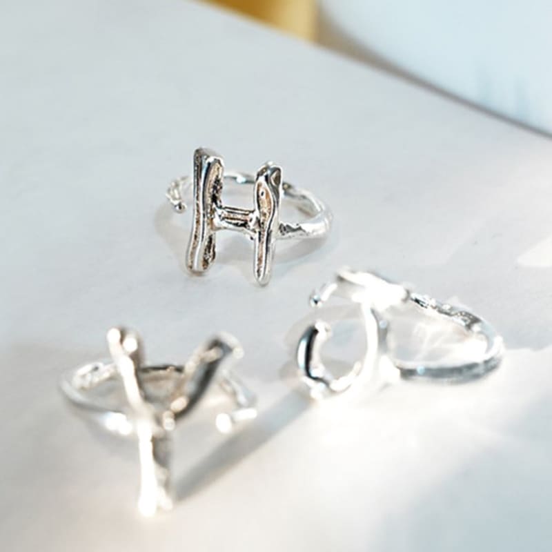

REINDEER MELTING LETTER Initial Ring SILVER