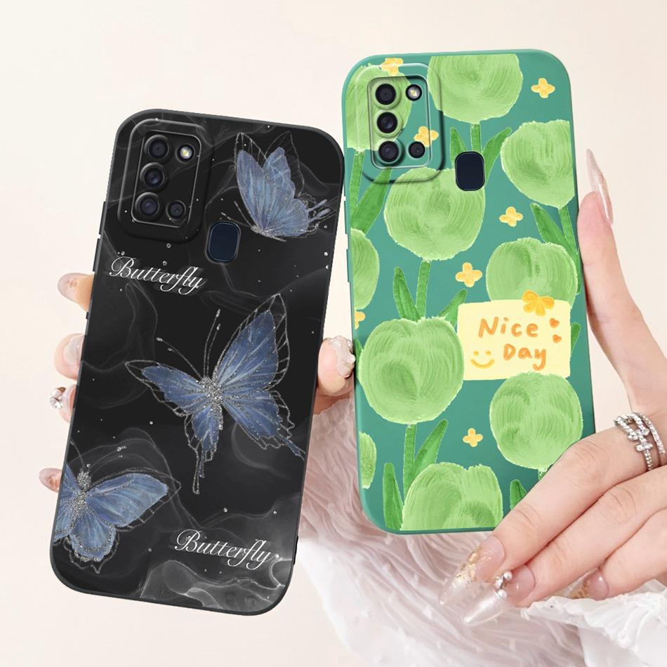 For Samsung Galaxy A21s Case Samsung A21S A 21S SM-A217F Elegant Printing Soft Silicone Camera Protective Shockproof Phone Cases