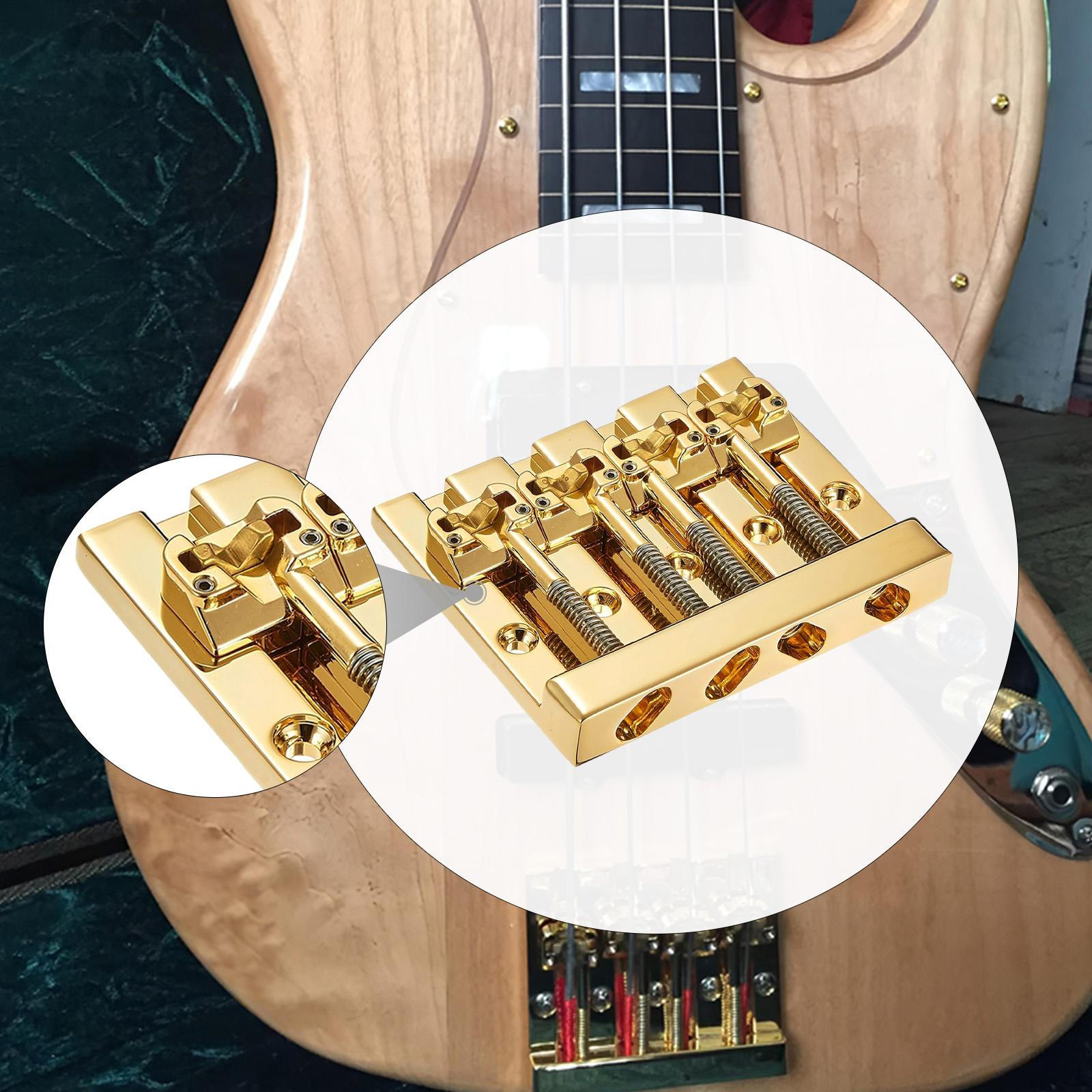 

4 String Bass Bridge 5 Holes Replacement High Performance Brass Saddles Grooved .687 - .800