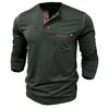 Men's Clothing Button down Shirts Long Sleeves Pullovers Knitted T-shirts In Matching Color Buttons Round Neck Tops with Chest Pockets Stylish Casual
