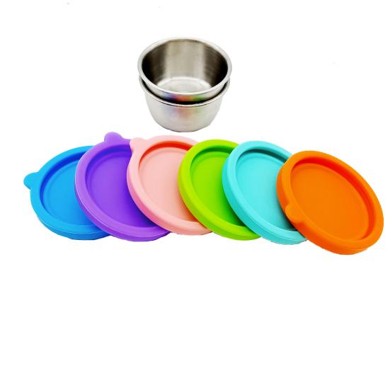 50ml Sauce Container Leakproof Reusable Pack Sauces Stainless Steel Dipping Sauce Cup with Silicone Lid for Lunch Box