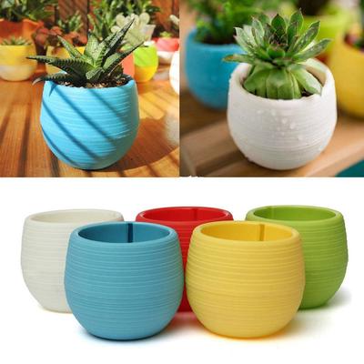 Colourful Mini Round Plastic Plant Flower Pot Garden Home Office Decor Planter ARI