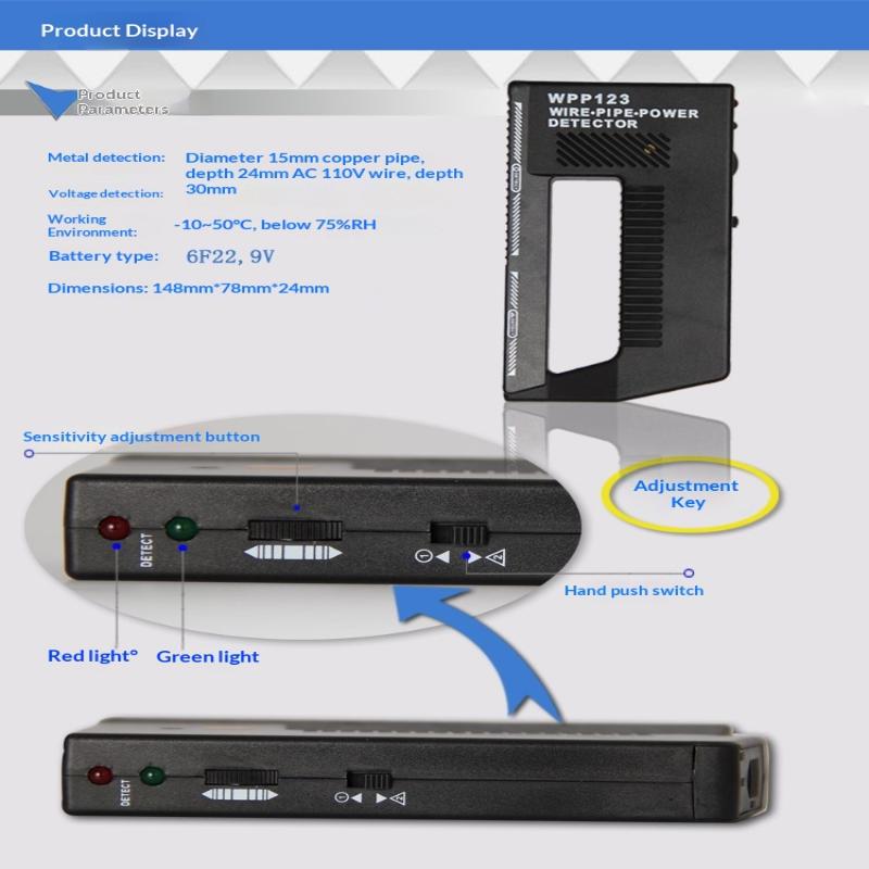 Wpp123 Detector de Metal de Pared de Alta Sensibilidad Escáner Portátil de Sensibilidad Ajustable Para Cableado de CA Tuberías y Detección de Metal