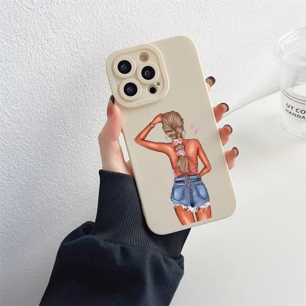 Fashion Girls Silicone Phone Case for iPhone 14 13 12 11 Pro Max Case for iPhone SE 2020 14 7 8 Plus XR X XS Soft Cover Fundas