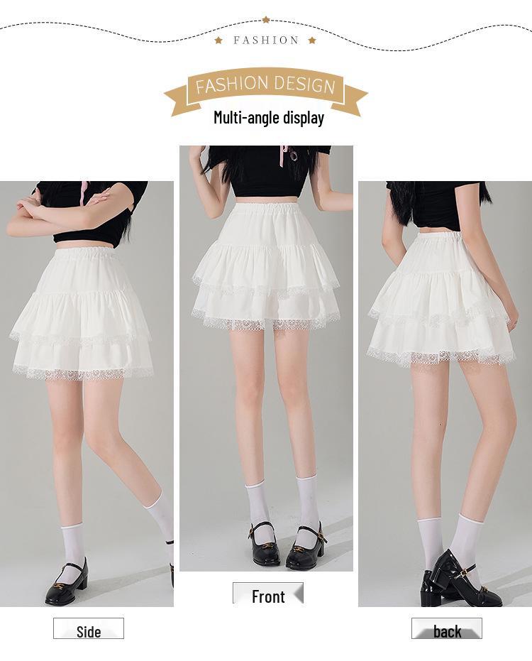 New Petite French Ballet A-line Fluffy Lace Pleated Skirt
