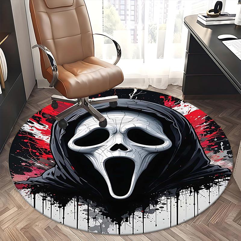 Scream Mask,Horror Icon Chair mat Round Rug Office carpet, Machine Washable, Non slip, Suitable for Living Rooms, Bedrooms