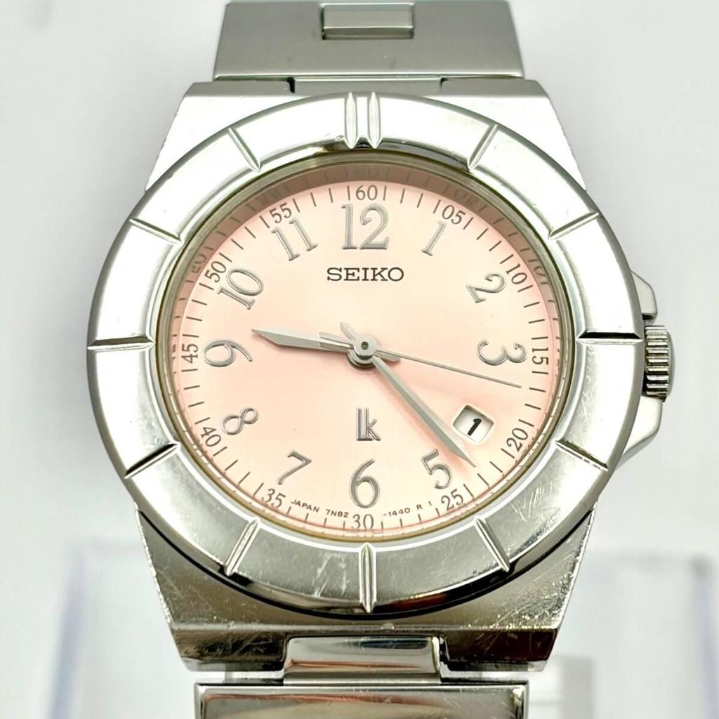Used [New battery] SEIKO lk Rukia ladies watch silver pink date 7N82-0620 913297