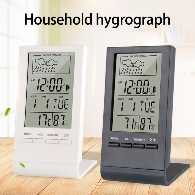 Digital Temperature Humidity Measurement Meter Gauge for Home Baby Room Thermometers Hygrometer with Time Alarm Clock