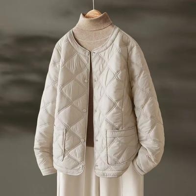 Quilted Line Small Fragrance Cotton Coat for Women's Lightweight and Versatile Intellectual Temperament Thin Cotton Coat